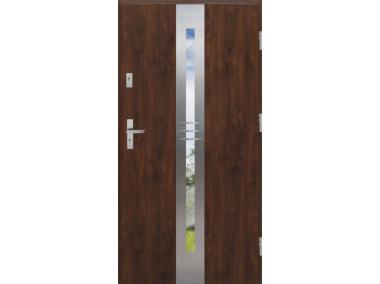 Zdjęcie: Drzwi zewnętrzne stalowo-drewniane Disting Otello 06 Orzech 90 cm prawe zamek listwowy KR CENTER