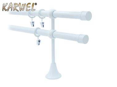 Zdjęcie: Karnisz podwójny Victoria fi 19 mm - 160 cm biały zaślepka folia KARWEL