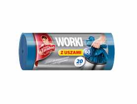 Worki na śmieci z uszami ldpe 60 L - 20 szt. niebieskie ANNA ZARADNA