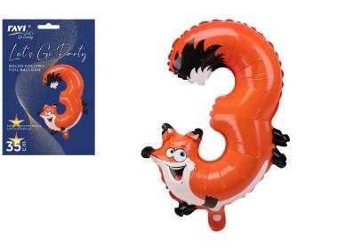 Zdjęcie: Balon foliowy LGP 40 cm Animals Cyfra 3 DECOR
