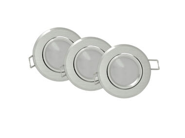 Zdjęcie: Oprawki podtynkowe LED Syn Olal aluminiowe 3in1 okragle srebrne szczotkowane 3pak POLUX