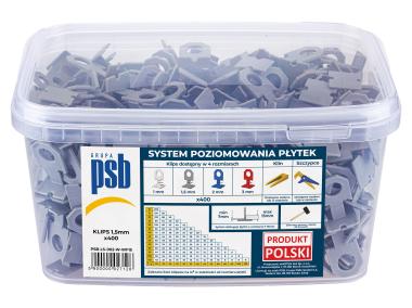 Zdjęcie: System poziomowania płytek klipsy szare 1,5 mm - 400 szt. PSB