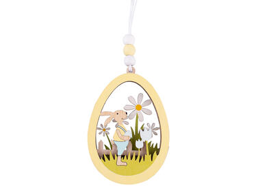 Zdjęcie: Zawieszka drewniana Jajko z ażurową dekoracją 7x10,5x1,5cm ALTOMDESIGN