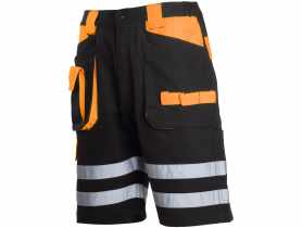 Spodenki krótkie czarno-pomarańczowem 100% bawełna z odblaskami,3XL,CE,LAHTI PRO