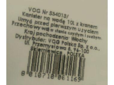 Zdjęcie: Kanister na wodę 1 L z kranem VOG