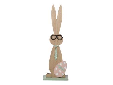 Zdjęcie: Figurka drewniana Zając W Dużych Okularach Z Pisanką 31x12 cm ALTOMDESIGN