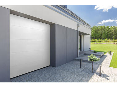 Brama garażowa segmentowa Optimal L40, 2500x2125 mm, biała,  woodgrain KRONMAT