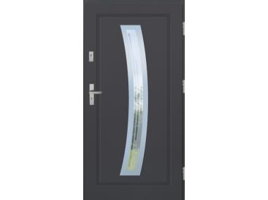 Zdjęcie: Drzwi zewnętrzne stalowo-drewniane Disting Figaro 02 Antracyt 80 cm prawe KR CENTER