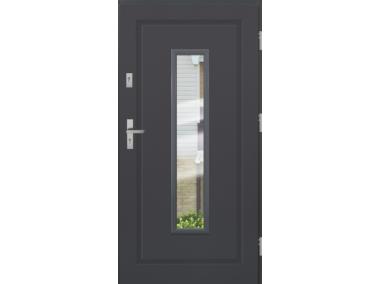 Drzwi zewnętrzne stalowo-drewniane Disting Mario 09 Antracyt 80 cm prawe KR CENTER