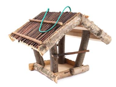 Zdjęcie: Karmnik z brzozy 36x30x25 cm duży z daszkiem wiklinowym TIN TOURS