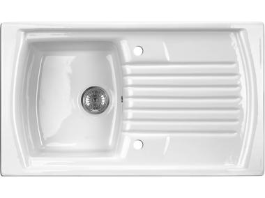 Zdjęcie: Zlewozmywak Lusitano ceramiczny biały 1K Z/O 860x500x230, 3,5" + osprzęt DEANTE