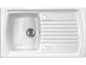 Zlewozmywak Lusitano ceramiczny biały 1K Z/O 860x500x230, 3,5" + osprzęt DEANTE