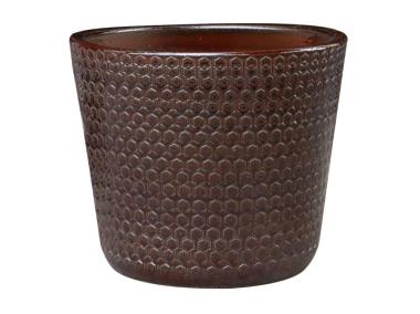 Zdjęcie: Donica szkliwiona mrozoodporna Pineo niska brązowa 22x18 cm CERMAX