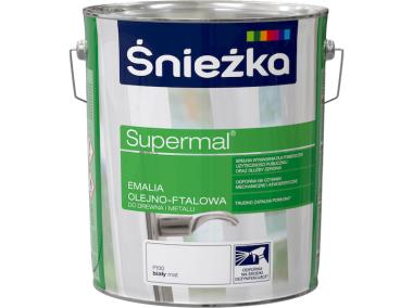 Zdjęcie: Emalia Supermal matowy biały 10L ŚNIEŻKA