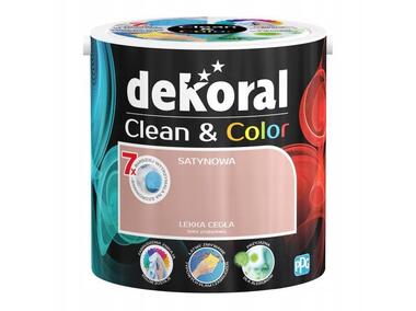 Zdjęcie: Farba satynowa Clean&Color 2,5 L lekka cegła DEKORAL