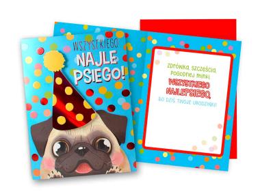 Zdjęcie: Karnet DKP-052 Urodziny dziecięce - mops KUKARTKA