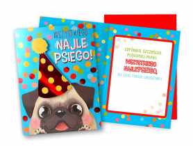 Karnet DKP-052 Urodziny dziecięce - mops KUKARTKA