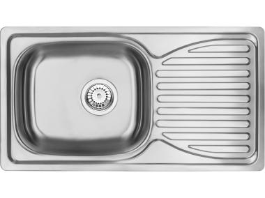 Zdjęcie: Zlewozmywak Doppio satyna szczotkowana 1K Z/O 780x430x160, 3,5" + osprzęt DEANTE