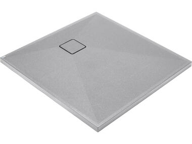 Zdjęcie: Brodzik granitowy kwadratowy 90x90 cm Correo szary metalik DEANTE