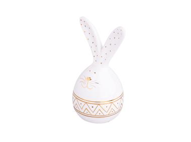 Zdjęcie: Figurka ceramiczna zając ze złotymi szlaczkami 6,5x6,5x12,5 cm ALTOMDESIGN