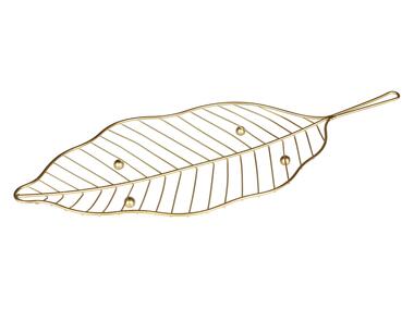 Zdjęcie: Dekoracja stojąca Plata 33x11x2,5 cm,metal, złoty UNIGLOB