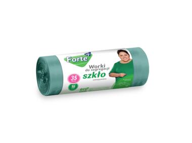 Zdjęcie: Worki na śmieci LDPE zawiązywane do segregacji szkło 35 L - 16 szt. FORTE+