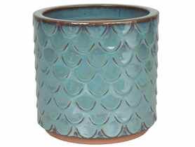 Donica ceramika szkliwiona Cylinder 22x20 cm morski błękit CERMAX