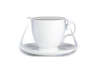 Zdjęcie: Filiżanka Cappuccino Mariapaula biała 350 ml, Spodek 17 cm w opasce ALTOMDESIGN