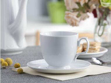 Zdjęcie: Filiżanka Cappuccino Mariapaula biała 350 ml, Spodek 17 cm w opasce ALTOMDESIGN