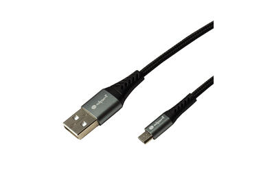 Zdjęcie: Przewód plecionka czarna USB - microUSB 1,5m, opakowanie blistr DPM SOLID