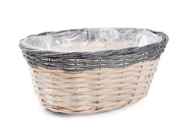 Zdjęcie: Osłonka wiklinowa z folią na kwiaty 31x23x14 cm owalny TIN TOURS