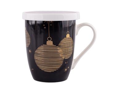 Zdjęcie: Kubek Golden Christmas z zaparzaczemi i pokrywką czarny ALTOMDESIGN