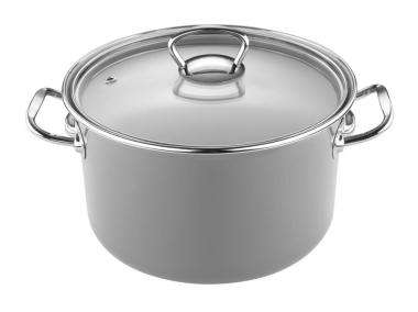Zdjęcie: Garnek emaliowany Primario z pokrywką 22 cm - 5,3 L prosty szary EMALIA PLESZEW