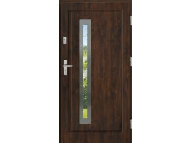 Zdjęcie: Drzwi zewnętrzne stalowo-drewniane Disting Figaro 04B Orzech 90 cm prawe KR CENTER