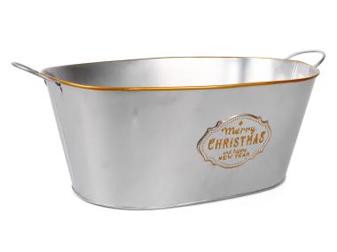 Zdjęcie: Koszyk prezentowy świąteczny z metalu 36,5x26,5x15 cm srebrny  TIN TOURS