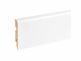 Listwa przypodłogowa MDF Biały RAL 9003 okleina półmat 8x1,3 cm zaokrąglona  220 cm CEZAR