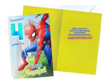Zdjęcie: Karnet DHS-006 Urodziny 4 - Spider-Man, cyferki KUKARTKA