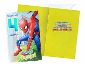 Karnet DHS-006 Urodziny 4 - Spider-Man, cyferki KUKARTKA