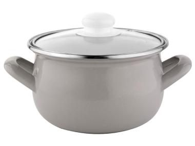 Zdjęcie: Garnek emaliowany Capri Pyza 22 cm - 5,3 L jasno-szary EMALIA PLESZEW