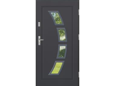 Zdjęcie: Drzwi zewnętrzne stalowo-drewniane Disting Mario 03 Antracyt 90 cm prawe KR CENTER