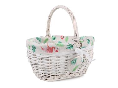 Zdjęcie: Koszyk z materiałem w liście i flamingi 29x24x15/30 cm TIN TOURS