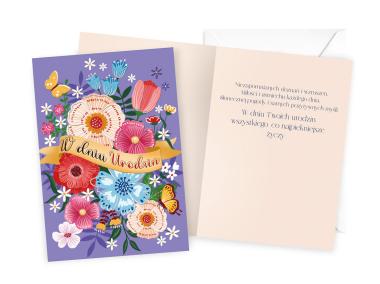 Zdjęcie: Karnet DK-1154 Urodziny - kwiaty KUKARTKA