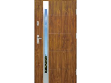 Zdjęcie: Drzwi zewnętrzne stalowo-drewniane Disting Nicolo 12B Dąb złoty 90 cm prawe KR CENTER