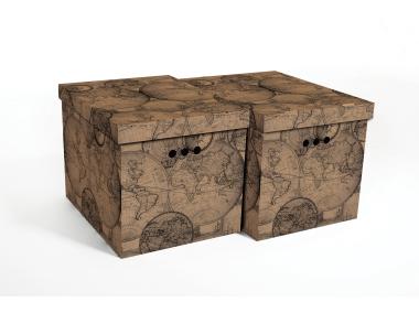 Zdjęcie: Pudło XL Stara mapa 2 szt. 32x32x42 cm BERTONI