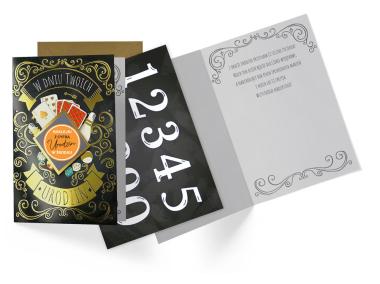 Zdjęcie: Karnet DK-1158 Urodziny męskie - wymienne cyfry, gry KUKARTKA