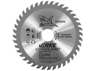Zdjęcie: Tarcza widiowa 125 mm x 22,2 mm 40T VERKE