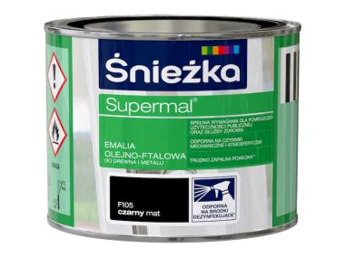 Zdjęcie: Emalia Supermal matowy czarny 0,2L ŚNIEŻKA