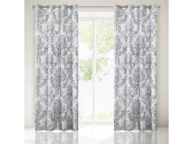 Zdjęcie: Zasłona Delia 140x250 cm biało-srebrna na przelotkach EUROFIRANY