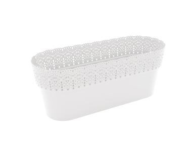 Zdjęcie: Osłonka doniczkowa Bella owalna 38 cm biała DOMEX