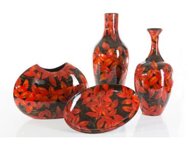 Zdjęcie: Wazon Renne 25x25x60 cm czarno-czerwony EUROFIRANY